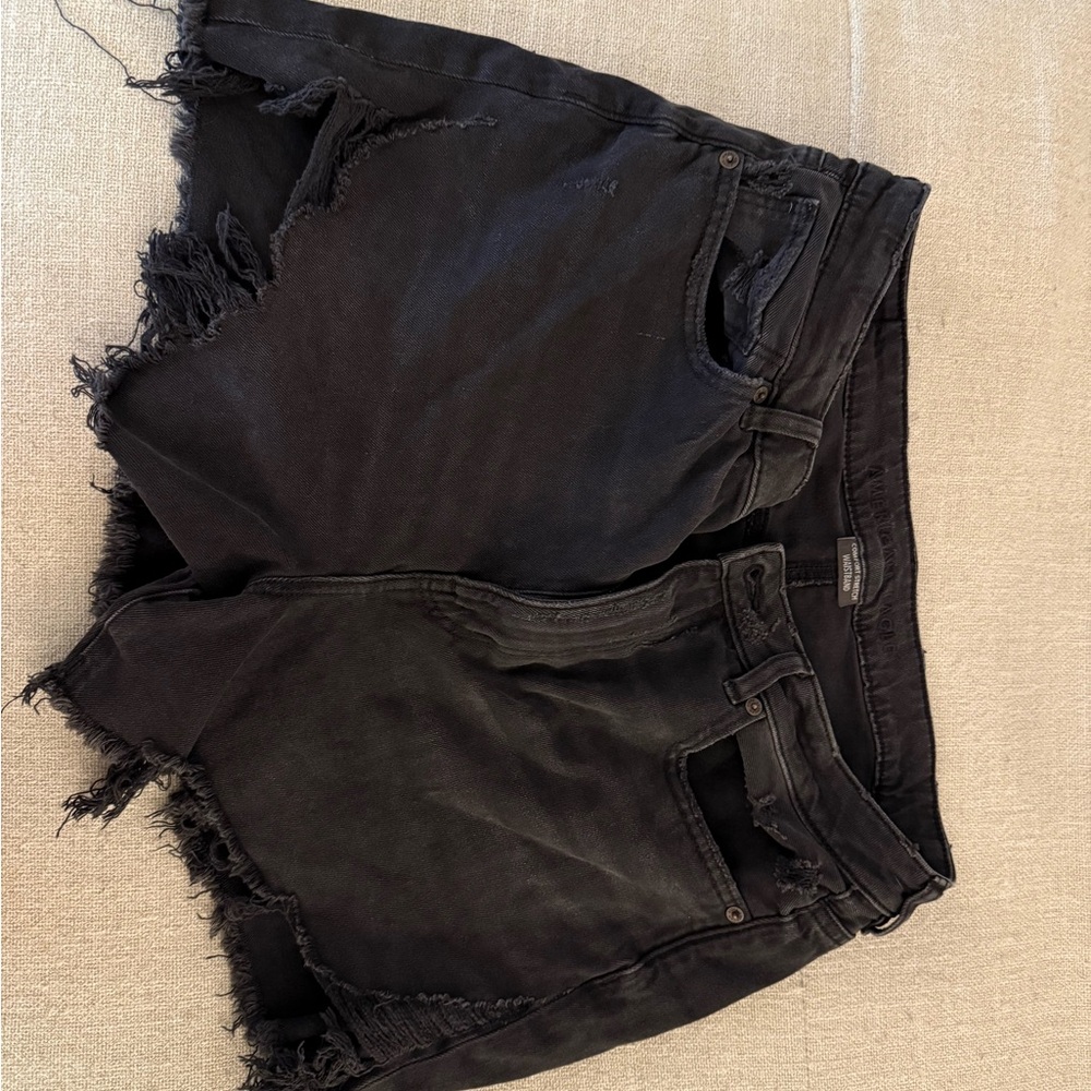 American Eagle Outfitters Black Frayed Jean Shorts